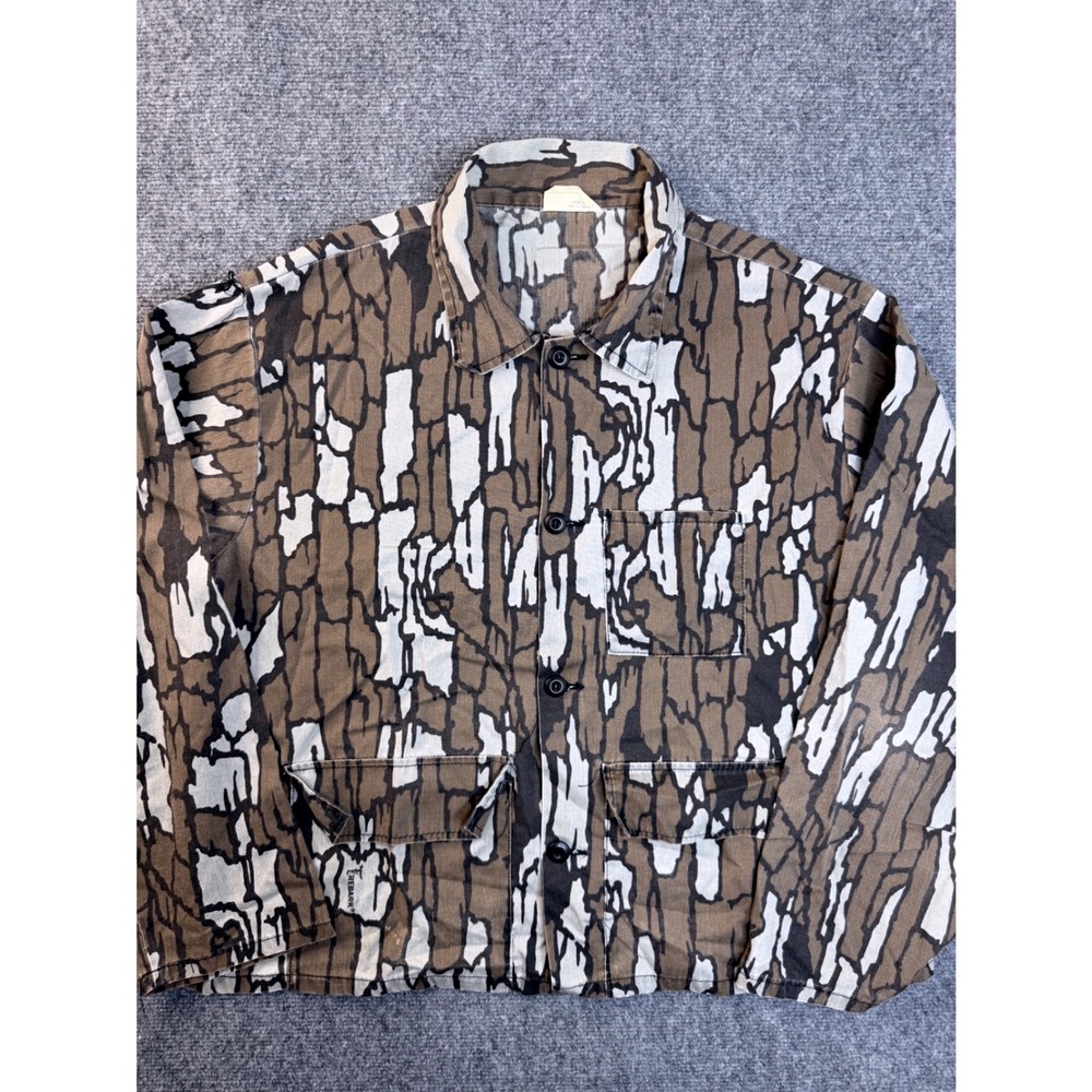 VTG Trebark Camo Hunting Jacket XL Mens Brown Cotton USA Made Workwear Shacket